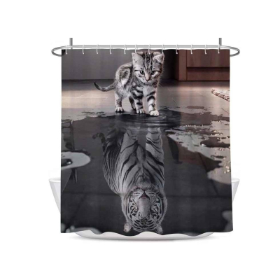 Douche gordijn kat / tijger spiegelbeeld (uitverkocht)